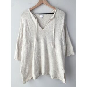 Pure J Jill Womens Wool Pullover L Ivory V Neck Knit Quiet Luxury Coastal‎